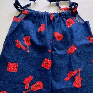 Handcrafted pillow case style vintage fabric country western dress